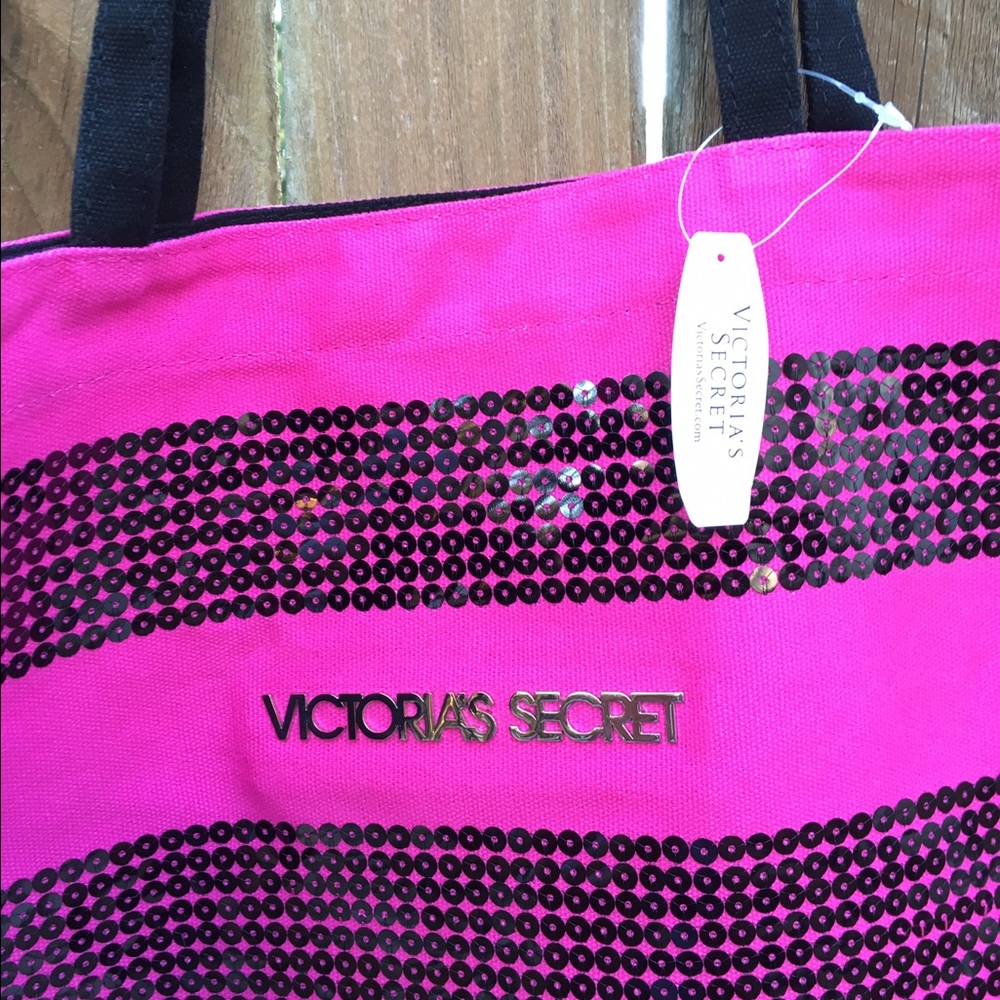 🌸Only 1 Left! 🌸VS Black/ Pink Sequins Bag Tote - Picture 4 of 4
