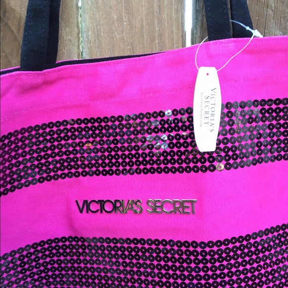 🌸Only 1 Left! 🌸VS Black/ Pink Sequins Bag Tote - Picture 4 of 4