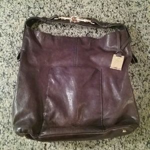 Rachel Zoe brown leather purse with gold accents