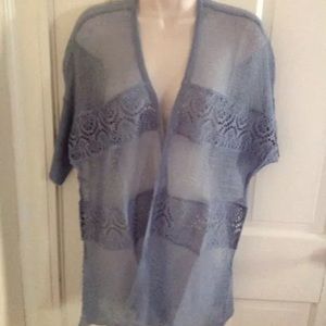 Chico's Blue Larkyn Lace Cardigan sz 2 (12-14) NWT
