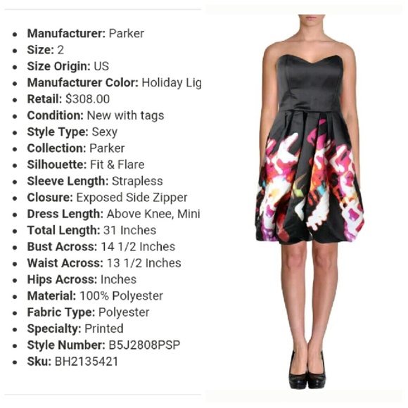 Parker Cocktail Dress Size 2 NWT Beautiful! - Picture 2 of 3