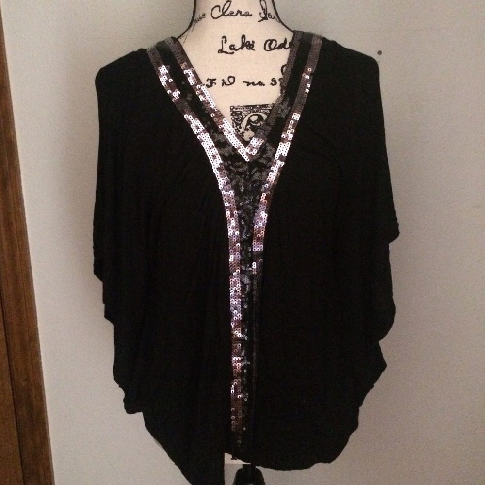 Flowy Black Sequin Blouse