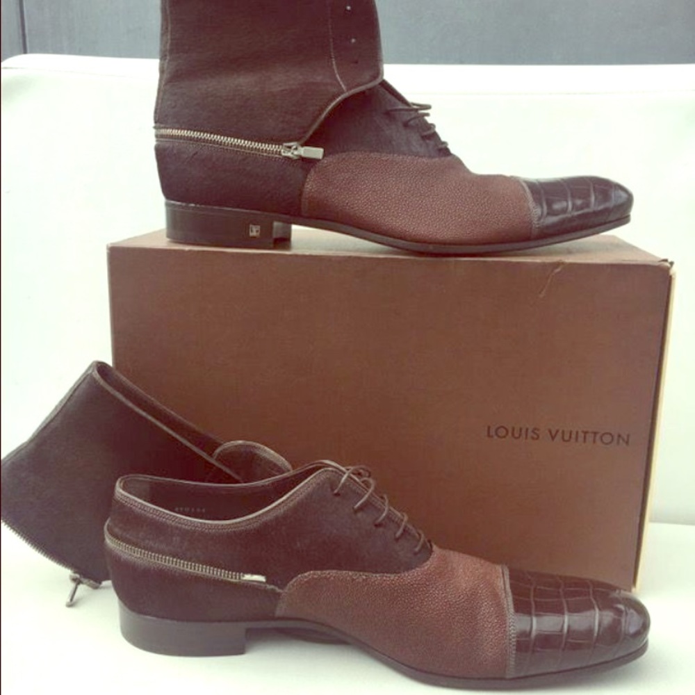 Rare Louis Vuitton Exotic Tri-Leather Dress Shoes - Picture 1 of 4