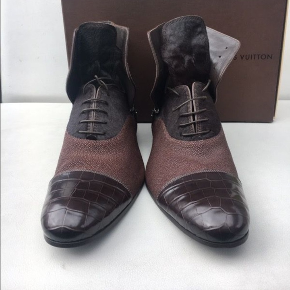 Rare Louis Vuitton Exotic Tri-Leather Dress Shoes - Picture 2 of 4