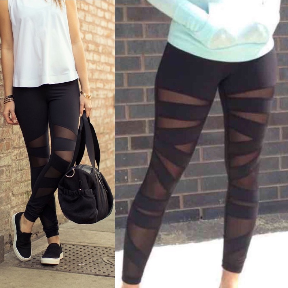 NWT💕Lululemon Tech Mesh Bandage Yoga Blk Legging - Picture 6 of 8