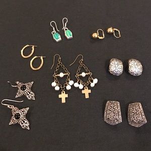 Seven pair of beautiful costume earrings