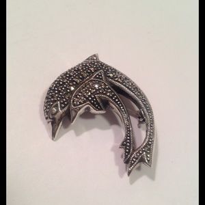 Vintage Sterling Dolphin Brooch