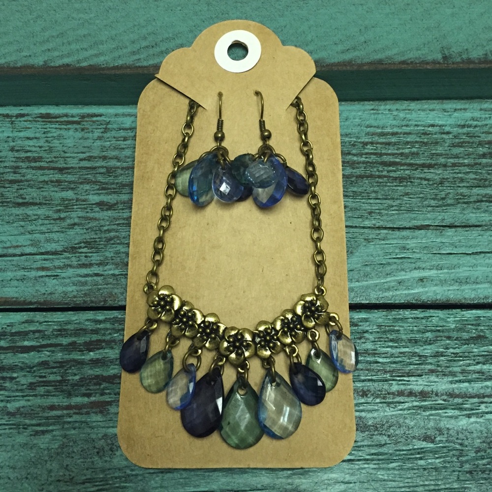 Multi Blue Necklace and Earring Set