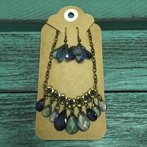 Multi Blue Necklace and Earring Set