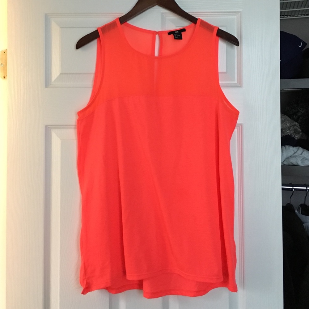 H&M Neon Coral/Orange Sleeveless Top