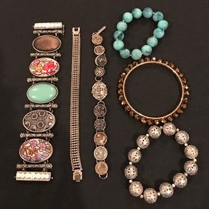 Six assorted bracelets