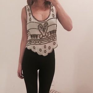 Hazel embroidered cropped sleeveless blouse