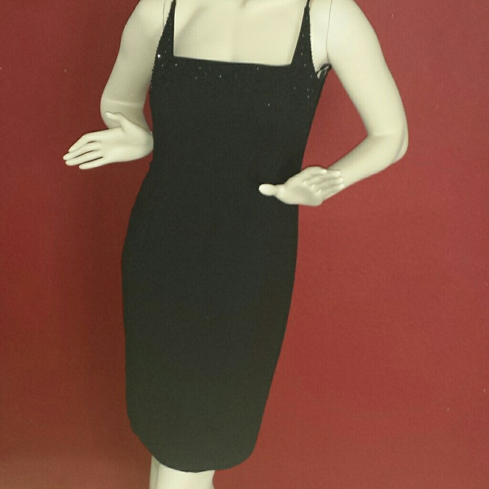 Jones New York Beaded Black Cocktail Dress NWT