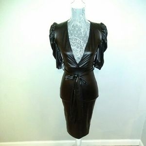 Black Faux Leather Dress