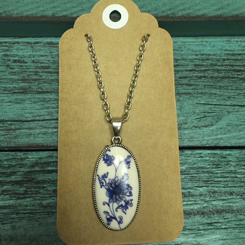 Blue and white necklace