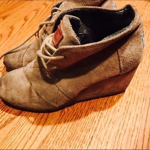 grey TOMS wedges