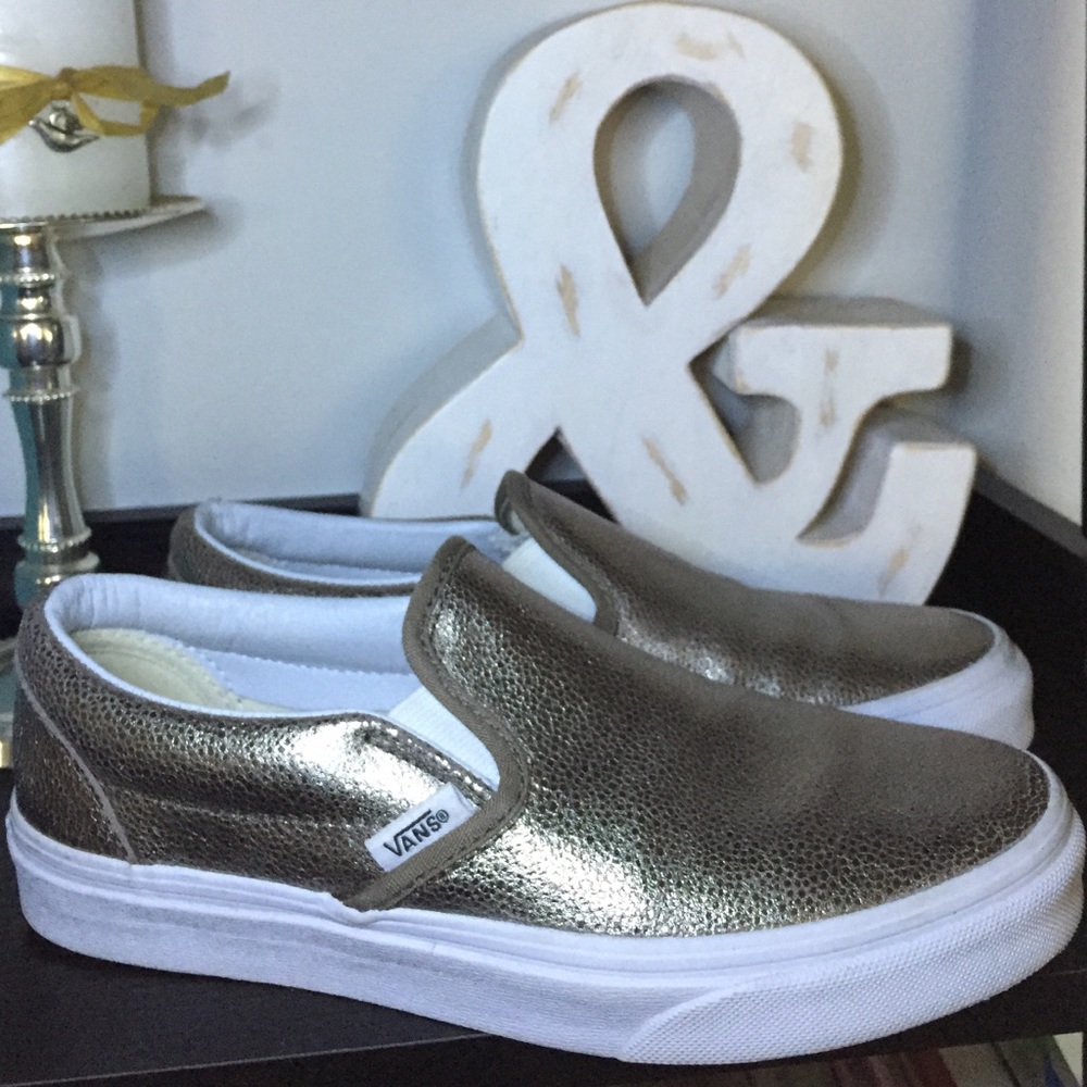 Vans metallic gold slip ons