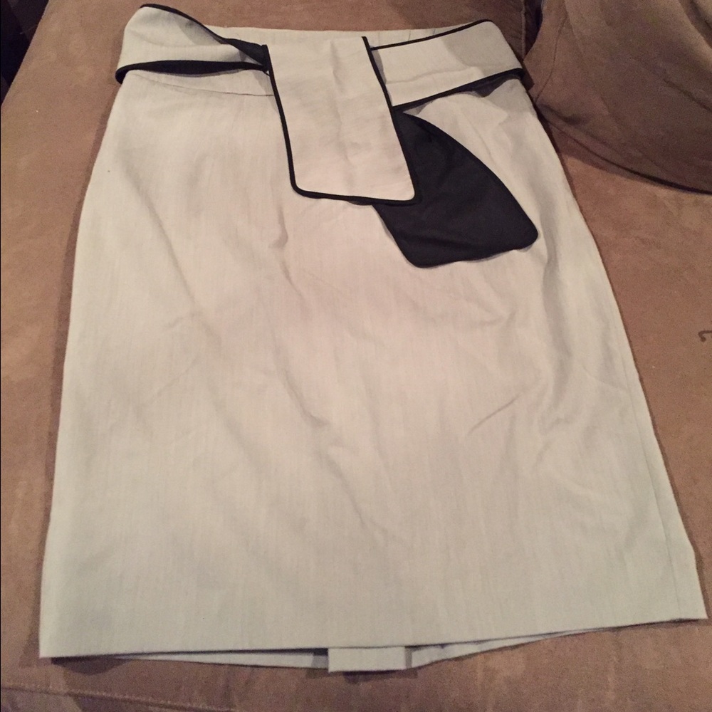 Grey pencil skirt with belt attached