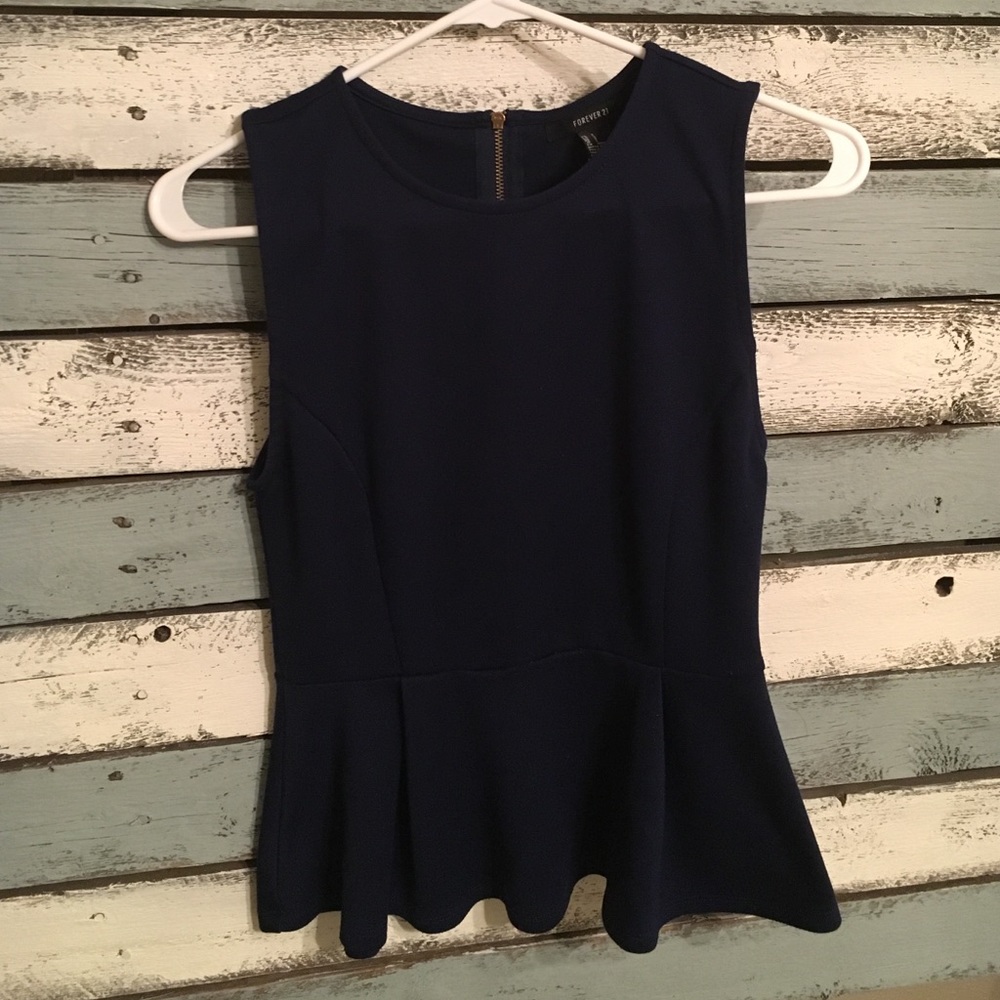 Dark Blue Flare Bottom Blouse from Forever 21