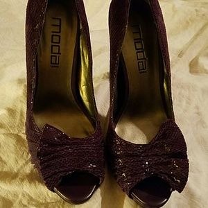 Purple high heel shoes