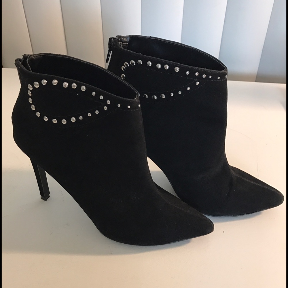 Penny Loves Kenny black suede booties with studs