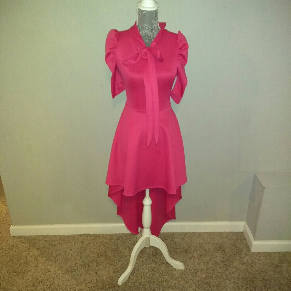 Hot Pink Hi Low Dress