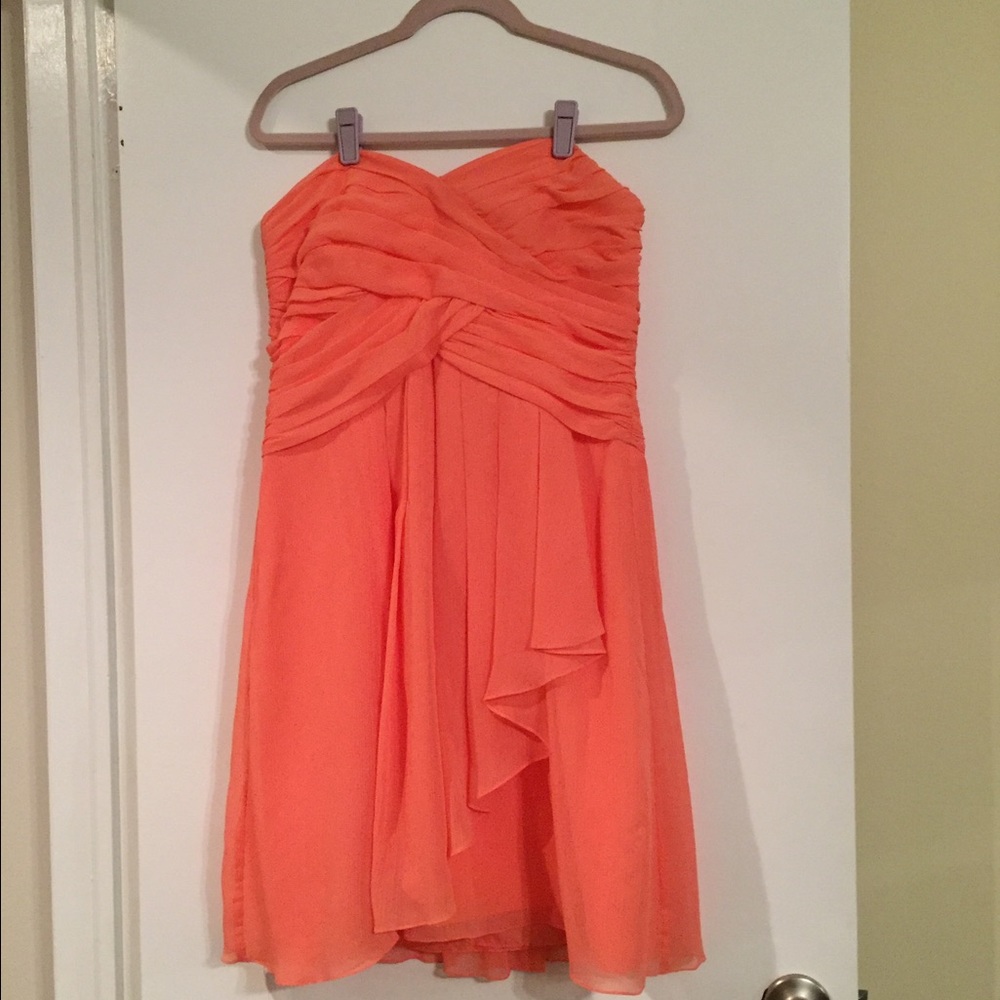 Coral strapless dress
