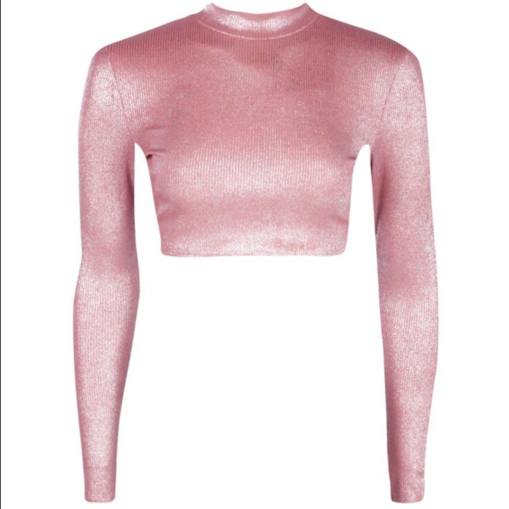 Boohoo Petite Metallic Crop Top