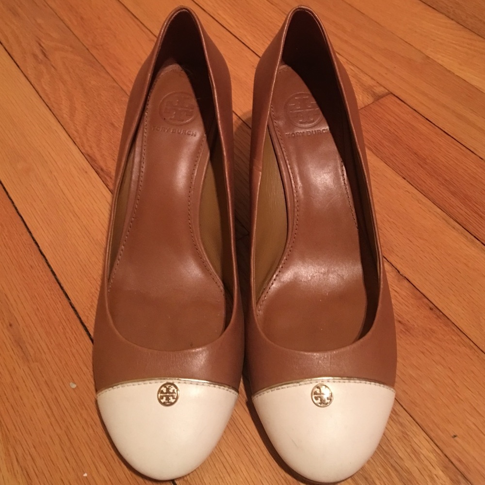 Tory Burch cap toe wedges