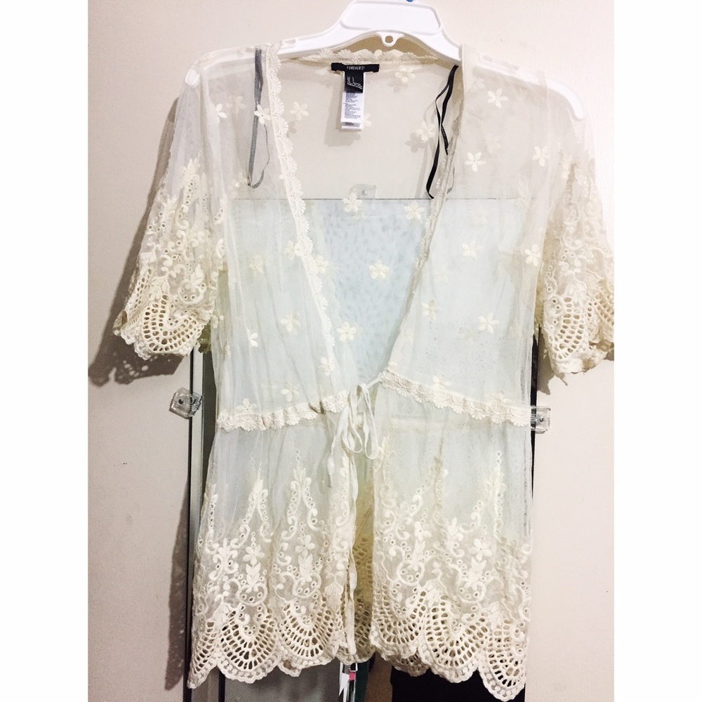 Cream Lace Kimono