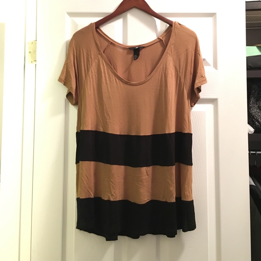 H&M Tan and Black Stripe Top