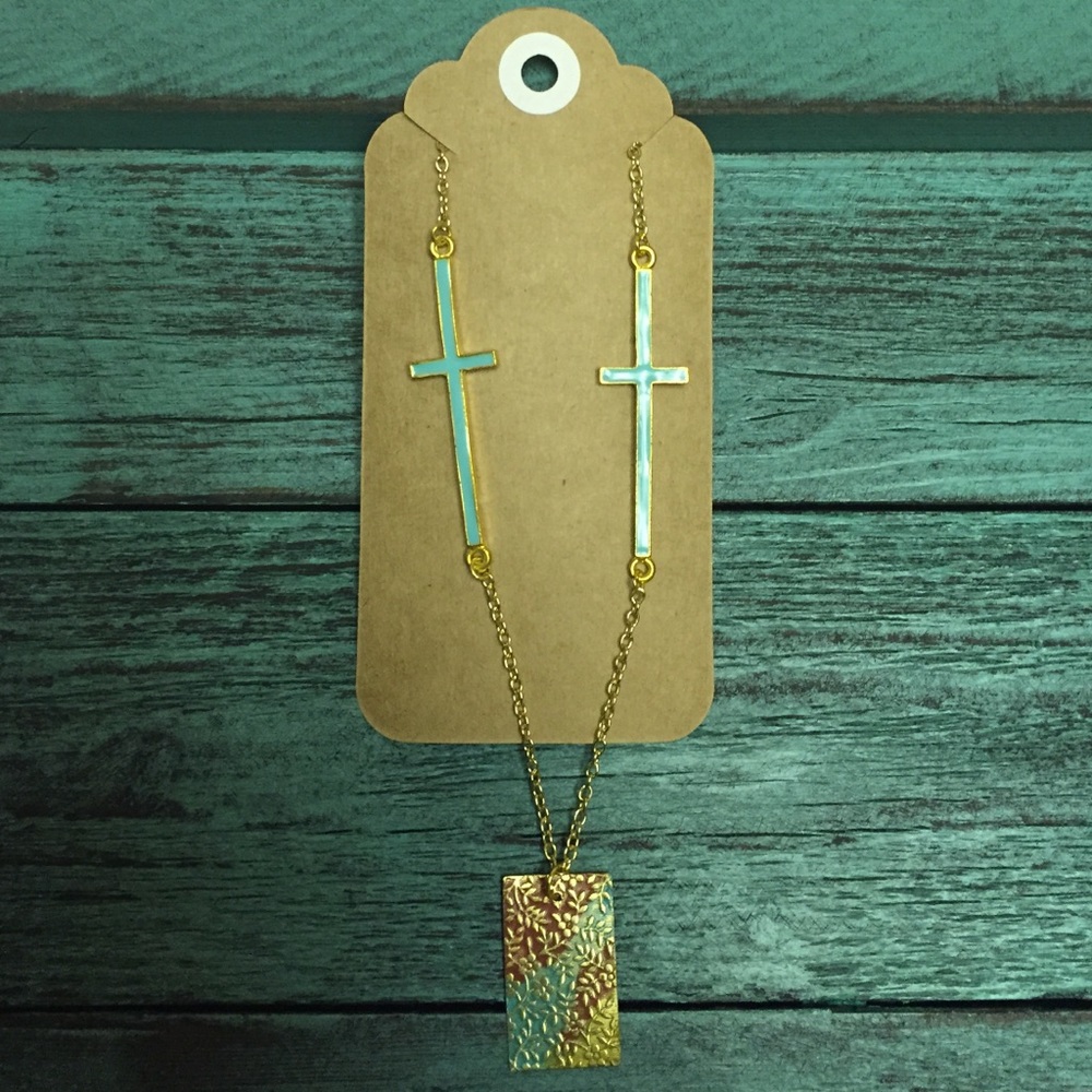 Multi colored cross necklace