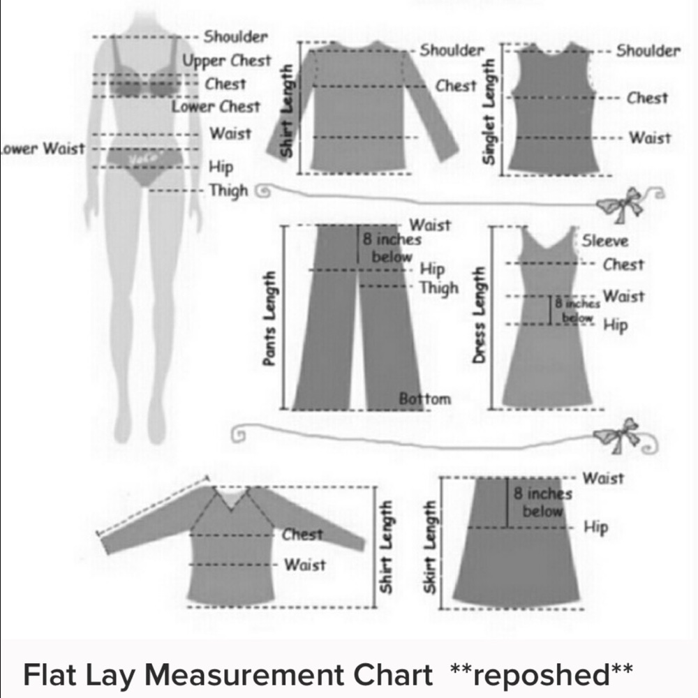 Lay flat measurement chart