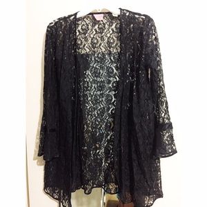 Vintage Black Lace Kimono with Bell Sleeves