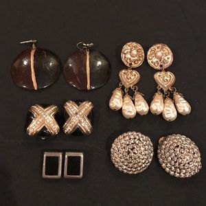 Five pair of costume earrings from the 80's