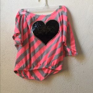 Strip heart crop top