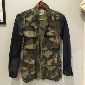 Obey Hartman jacket army with leather sleeves