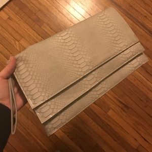 Faux leather grey clutch