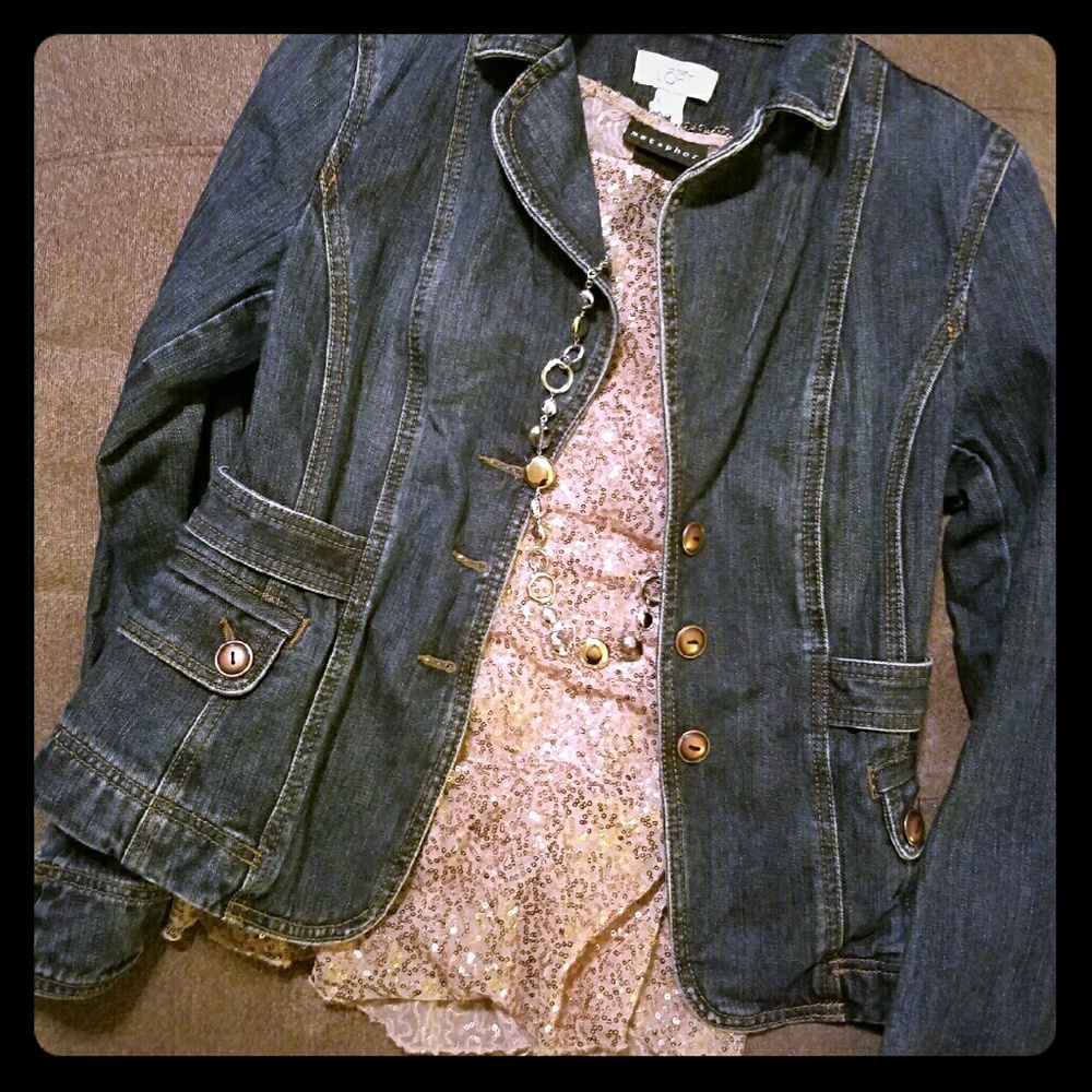 Ann Taylor Loft Denim Fitted Blazer