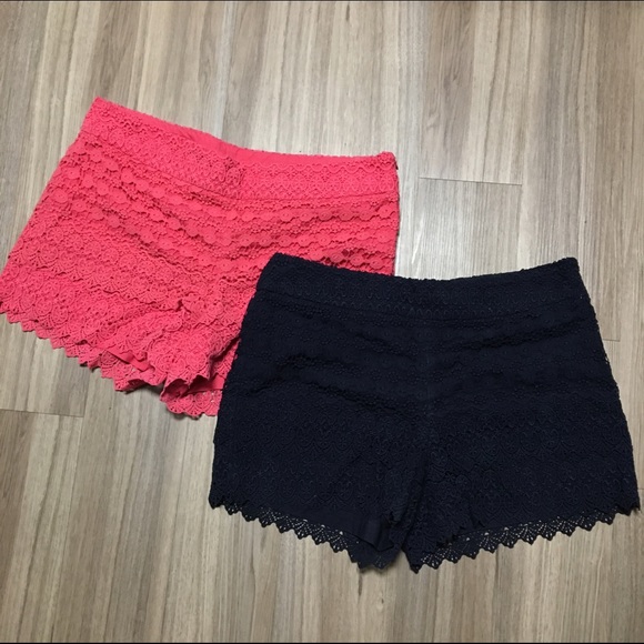 LOFT Pants - LOFT Coral Lace & Navy Lace Shorts