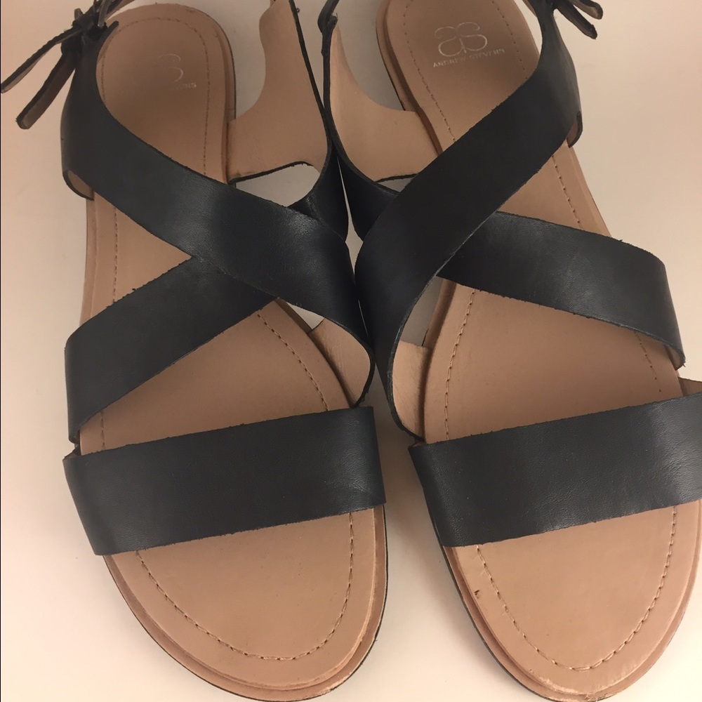 Andrew Stephens Mackenzie Black Leather Sandals 9