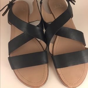 Andrew Stephens Mackenzie Black Leather Sandals 9