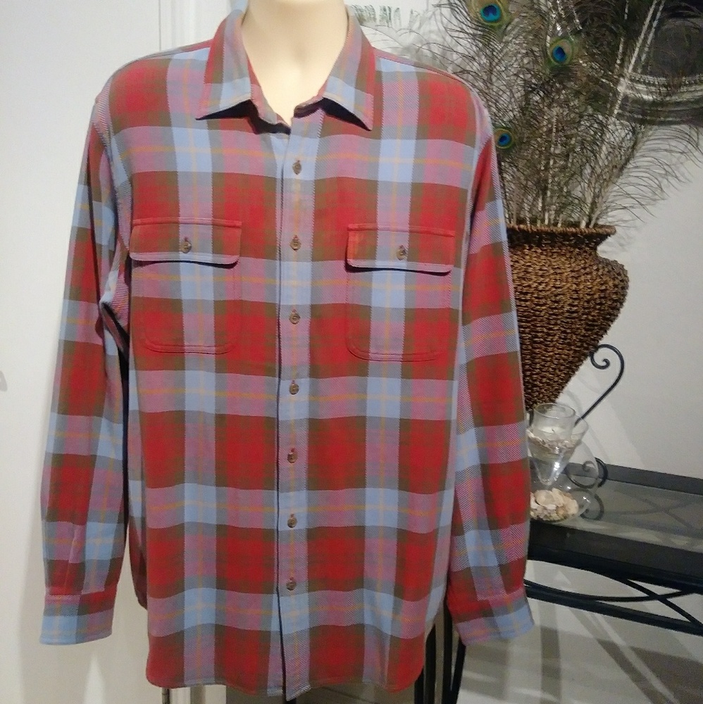 Vintage Lands End Thick Plaid Long Sleeve Shirt