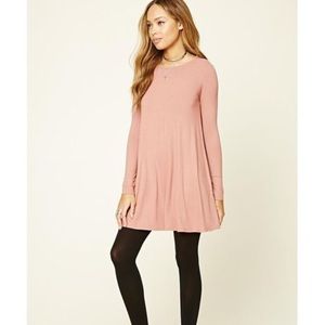 Forever 21 Mauve Ribbed Knit Swing Dress
