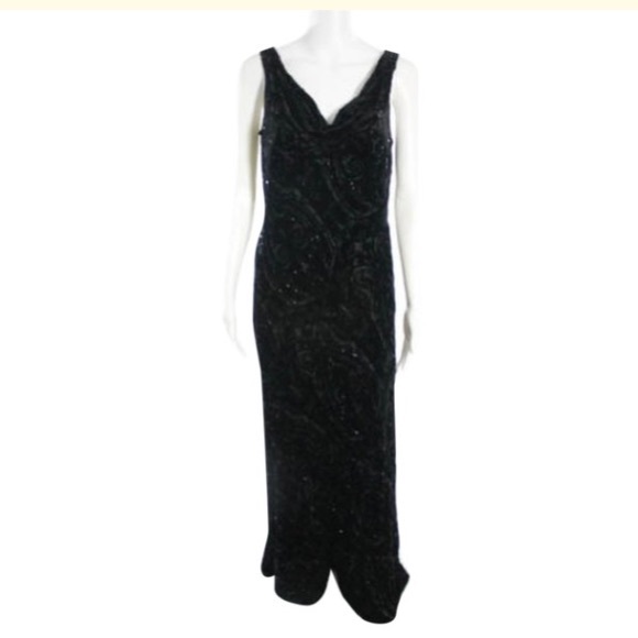CARMEN MARC VALVO BLACK BEADEDDRESS SZ 8  $1015.00 - Picture 2 of 4