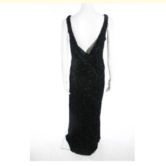 CARMEN MARC VALVO BLACK BEADEDDRESS SZ 8  $1015.00 - Picture 4 of 4