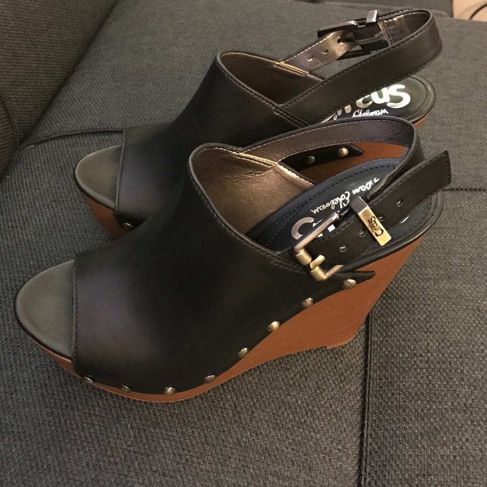Circus Black wedge heel with studs.