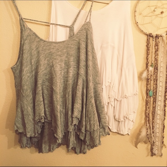 Free People Ruffle Tank Top XS (Grey) - Picture 2 of 4