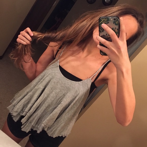 Free People Ruffle Tank Top XS (Grey) - Picture 3 of 4