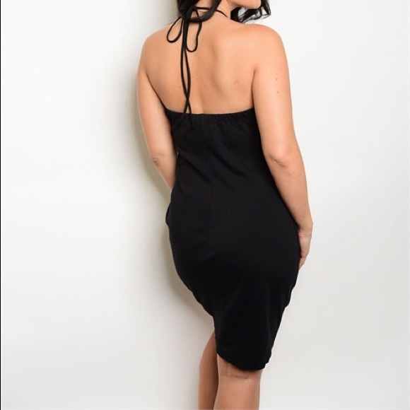 Plus Size 1X, 2X, 3X Little Black Halter Dress - Picture 2 of 2